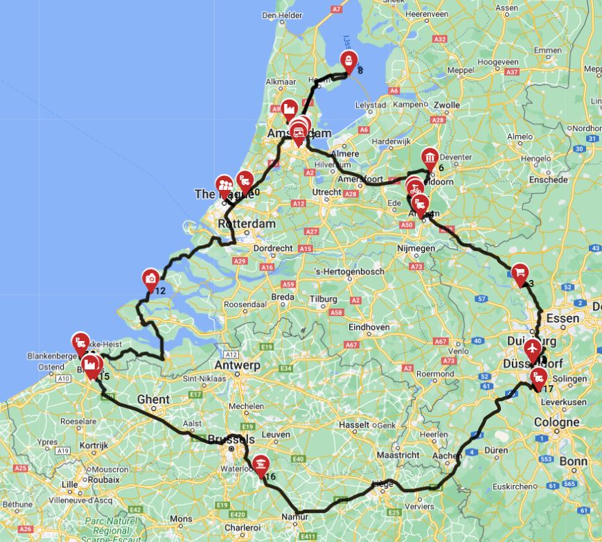 Map for Dusseldorf Roundtrip - Germany  Netherlands  Belgium